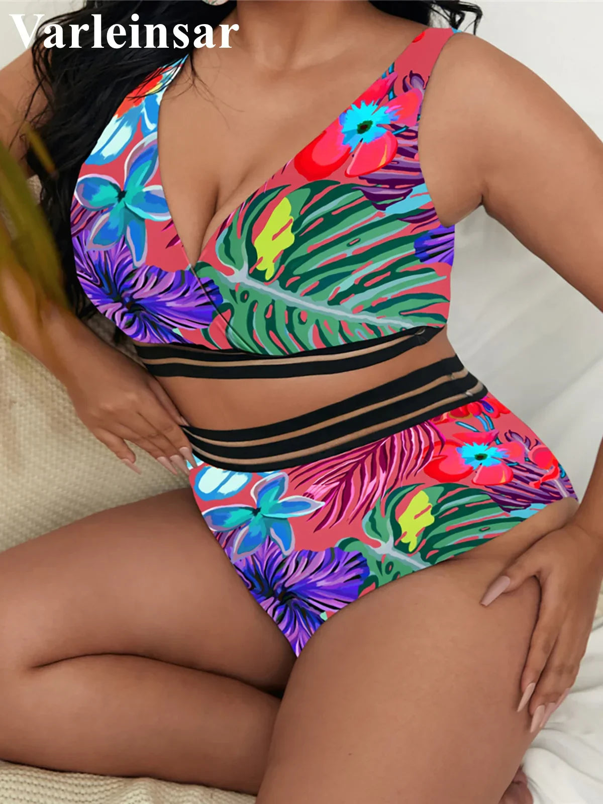 0XL 4XL Sexy Floral Bikini Large Size Swimwear