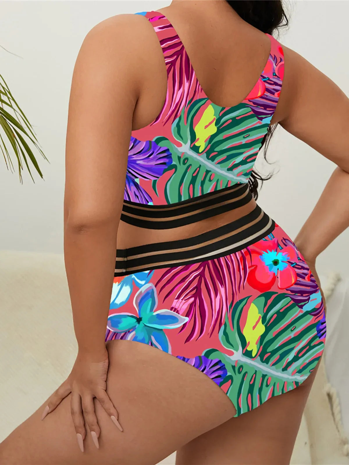 0XL 4XL Sexy Floral Bikini Large Size Swimwear