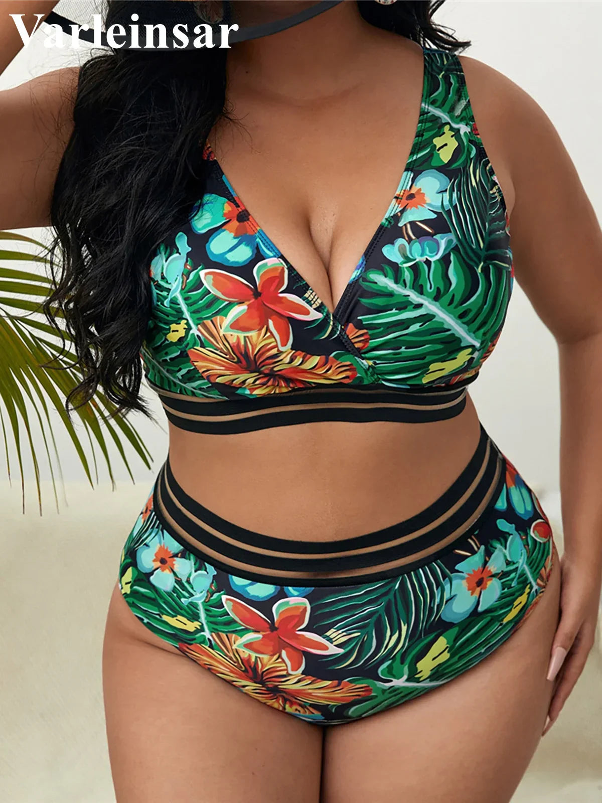 0XL 4XL Sexy Floral Bikini Large Size Swimwear