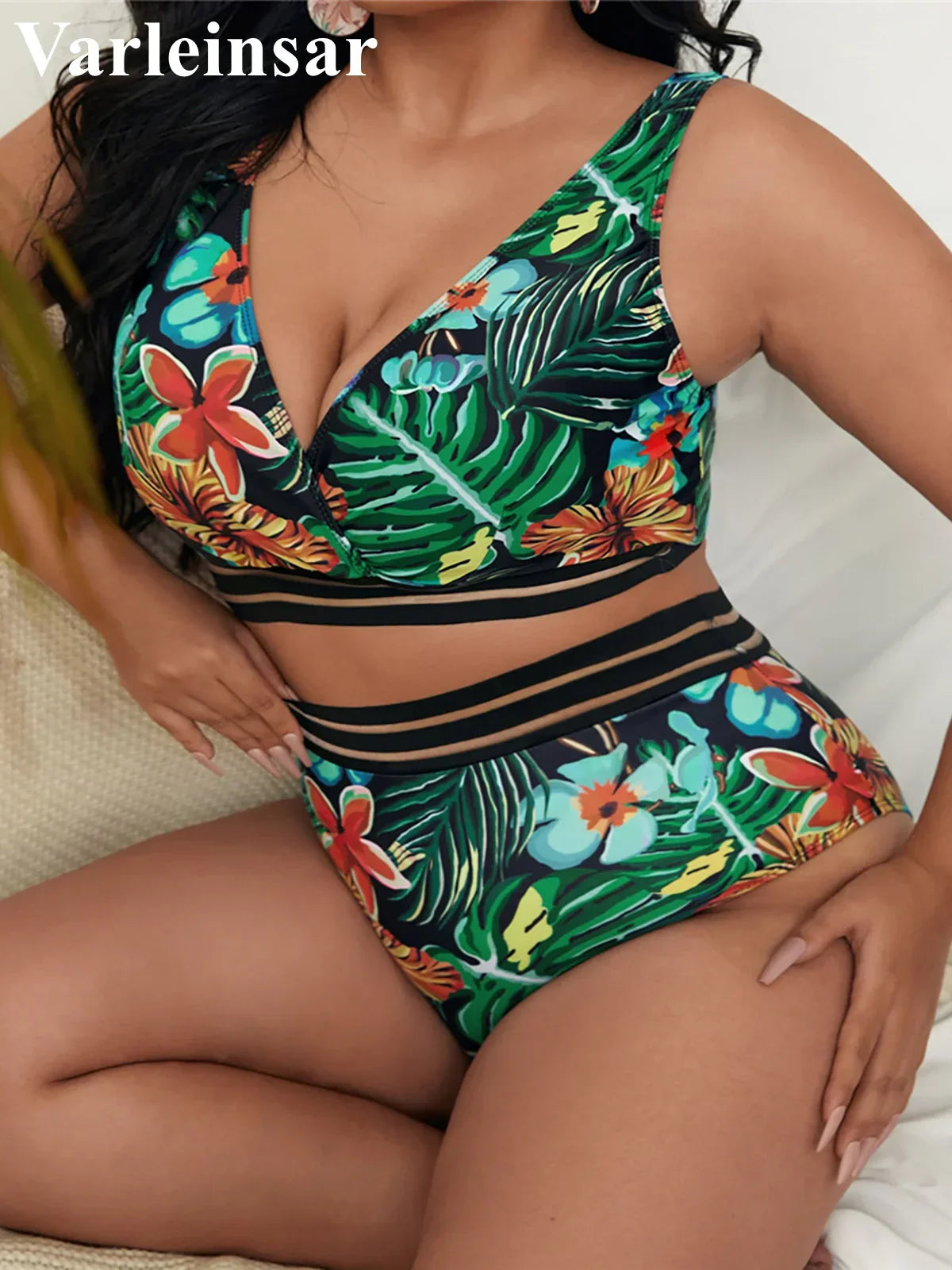 0XL 4XL Sexy Floral Bikini Large Size Swimwear