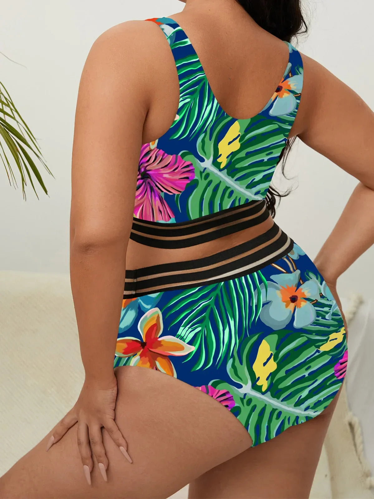 0XL 4XL Sexy Floral Bikini Large Size Swimwear