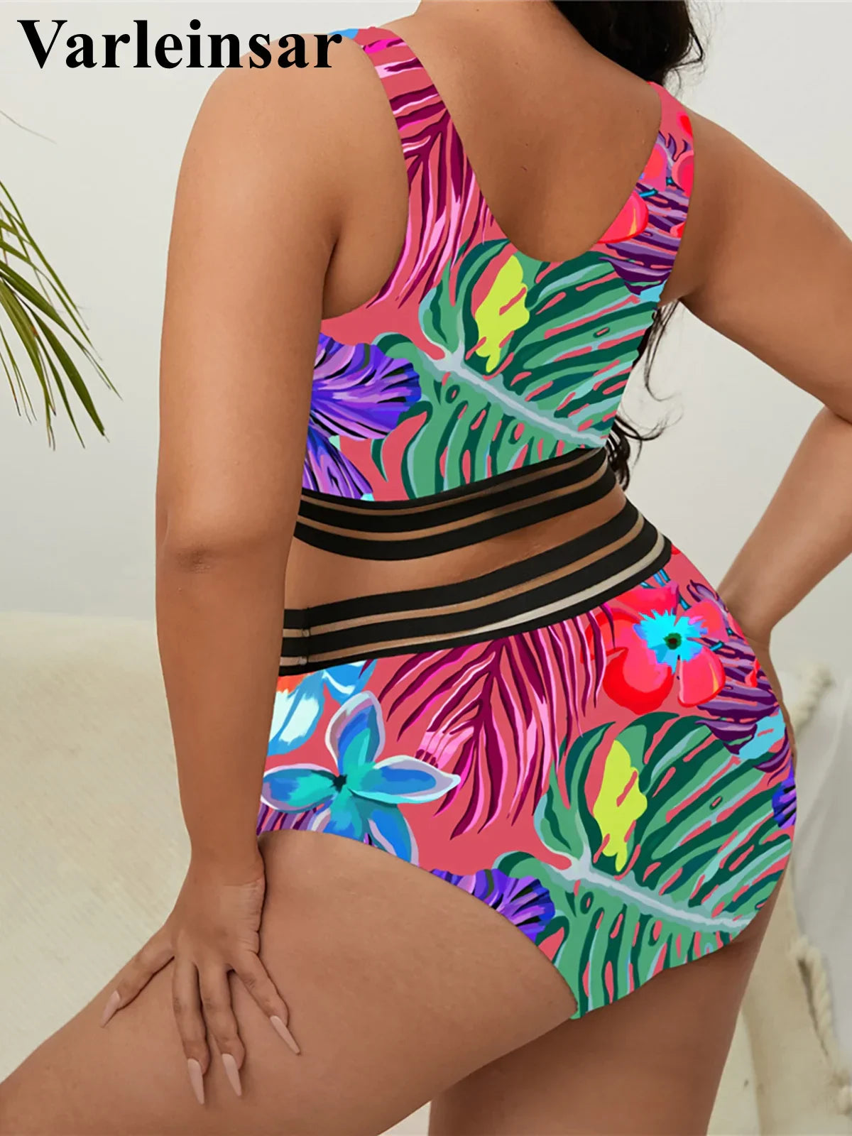 0XL 4XL Sexy Floral Bikini Large Size Swimwear