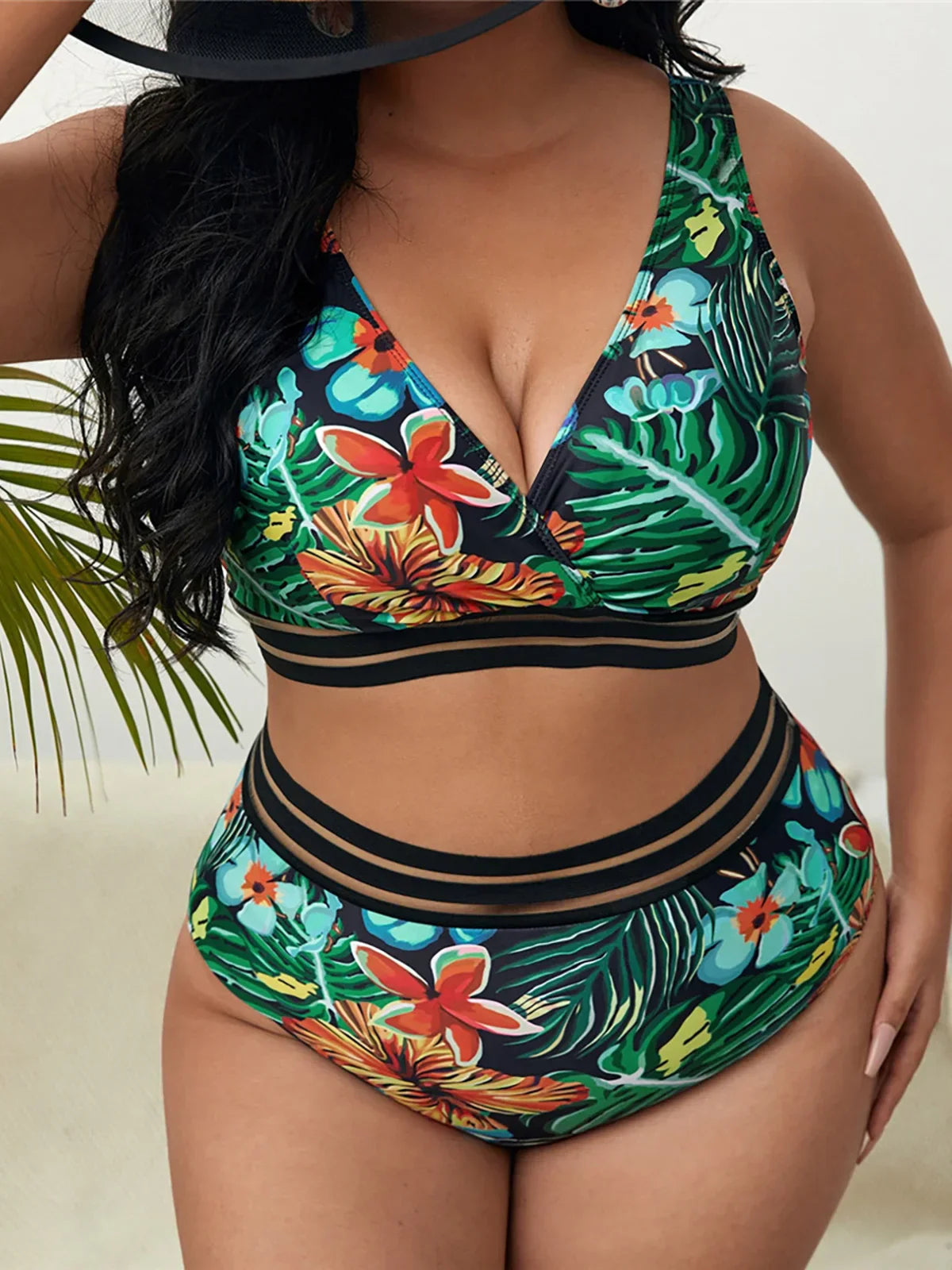 0XL 4XL Sexy Floral Bikini Large Size Swimwear
