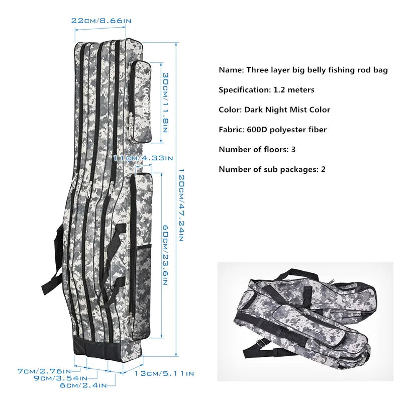 1.2m/1.5m three-layer foldable large belly sea fishing bag,