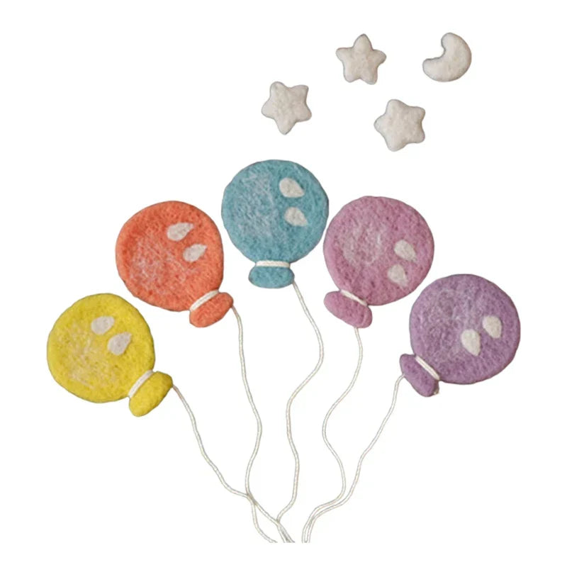 1-9 Pcs Baby Wool Felt Balloon & Cloud Decorations for Newborn Photography