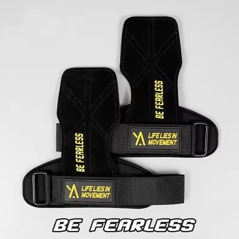 1 Pair Cowhide Gym Gloves Grips Anti-Skid Weight