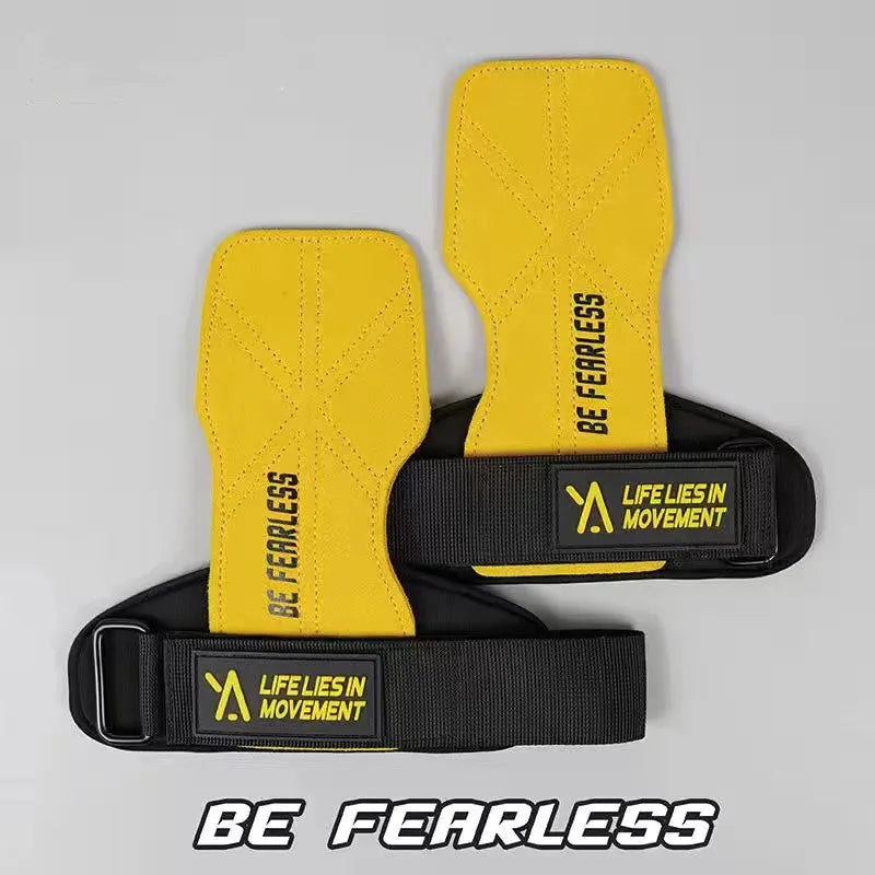 1 Pair Cowhide Gym Gloves Grips Anti-Skid Weight