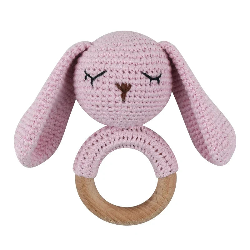 1 Pc Baby Wooden Rattle Toy Crochet Animal