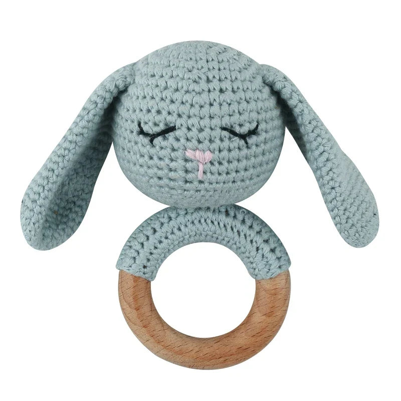 1 Pc Baby Wooden Rattle Toy Crochet Animal