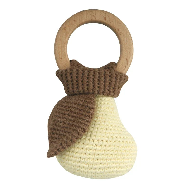 1 Pc Baby Wooden Rattle Toy Crochet Animal