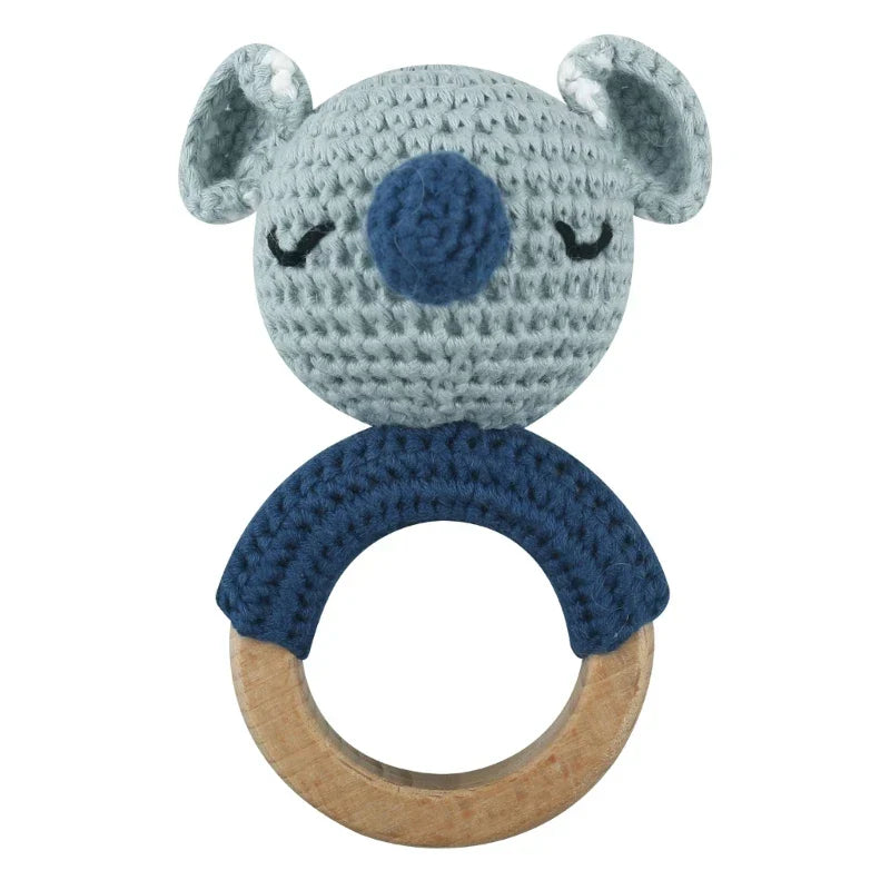 1 Pc Baby Wooden Rattle Toy Crochet Animal