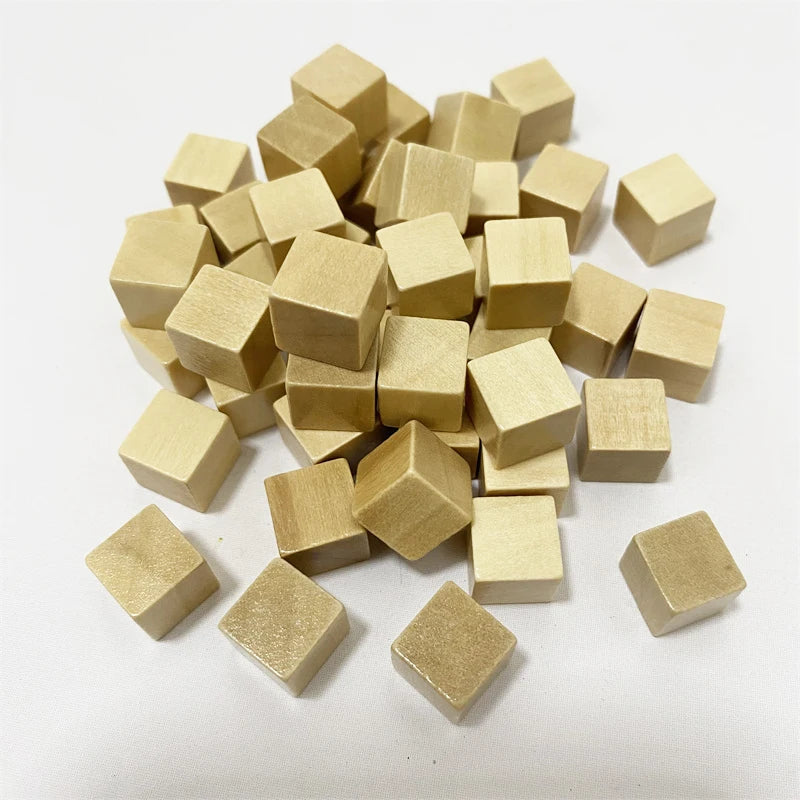 100Pcslots 10mm Wood Cubes Colorful Dice Chess Pieces
