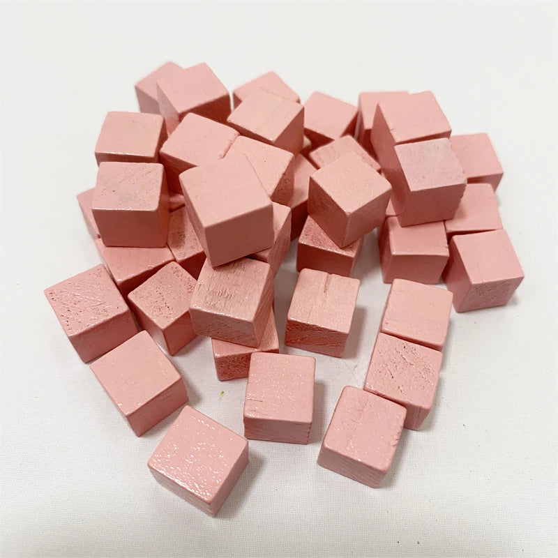 100Pcslots 10mm Wood Cubes Colorful Dice Chess Pieces