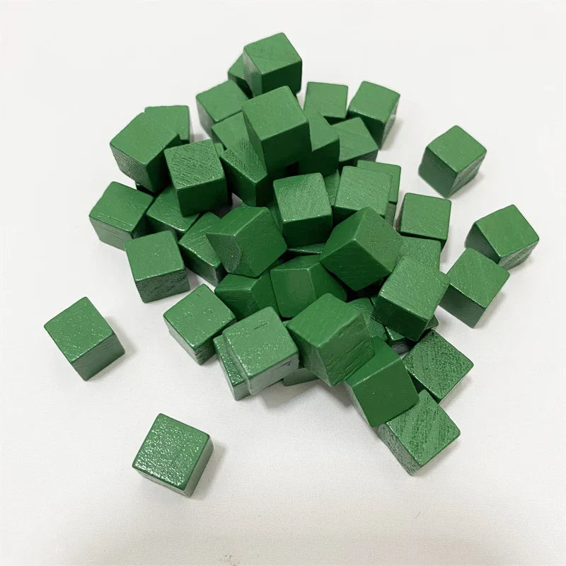100Pcslots 10mm Wood Cubes Colorful Dice Chess Pieces