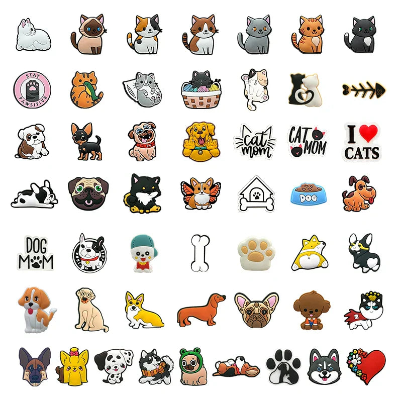 100pcs Dog ShoeCharms Pack for Classic Clog Cute