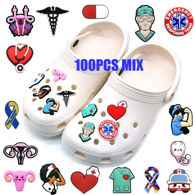 100pcs Medical Doctor Shoe Charms Accessories for Nurse