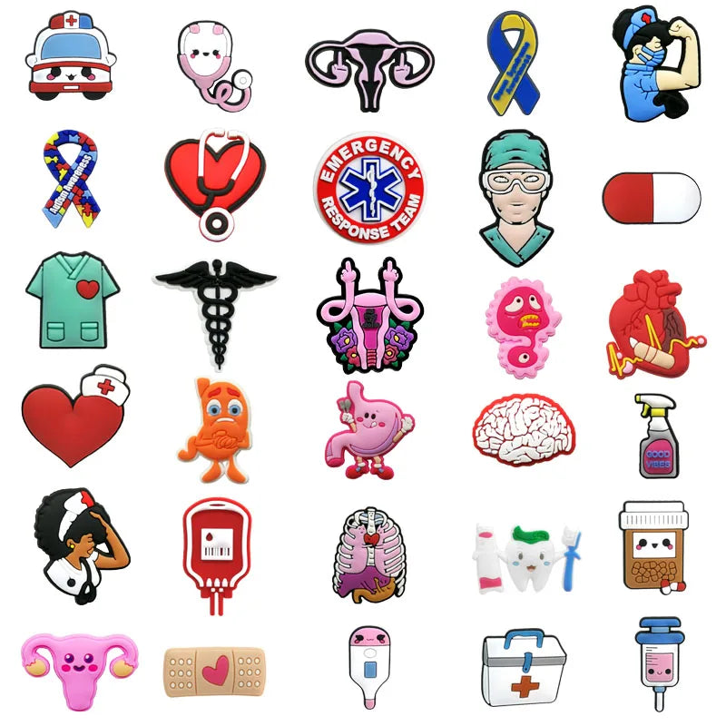 100pcs Medical Doctor Shoe Charms Accessories for Nurse