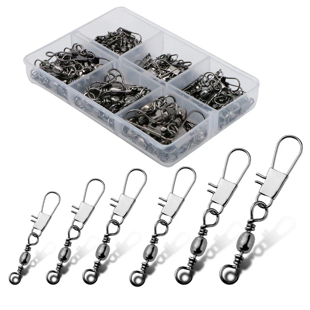 100pcs/box 6 Size Swivel Fishing Connector Snap Pin
