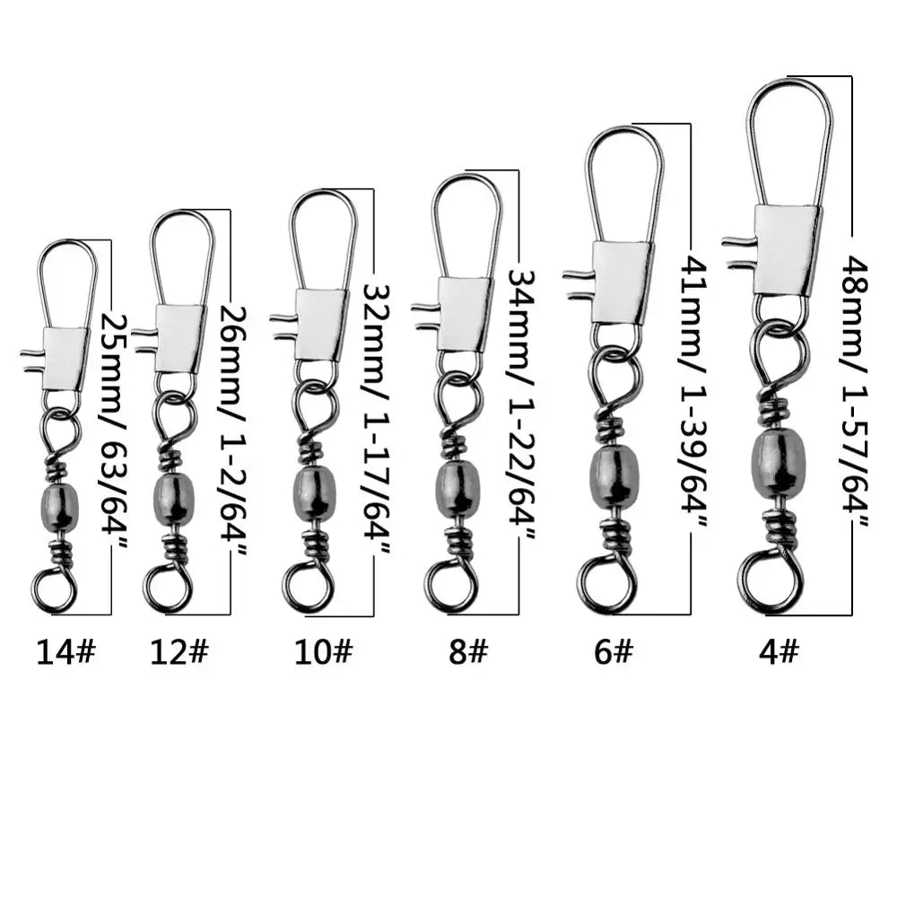 100pcs/box 6 Size Swivel Fishing Connector Snap Pin