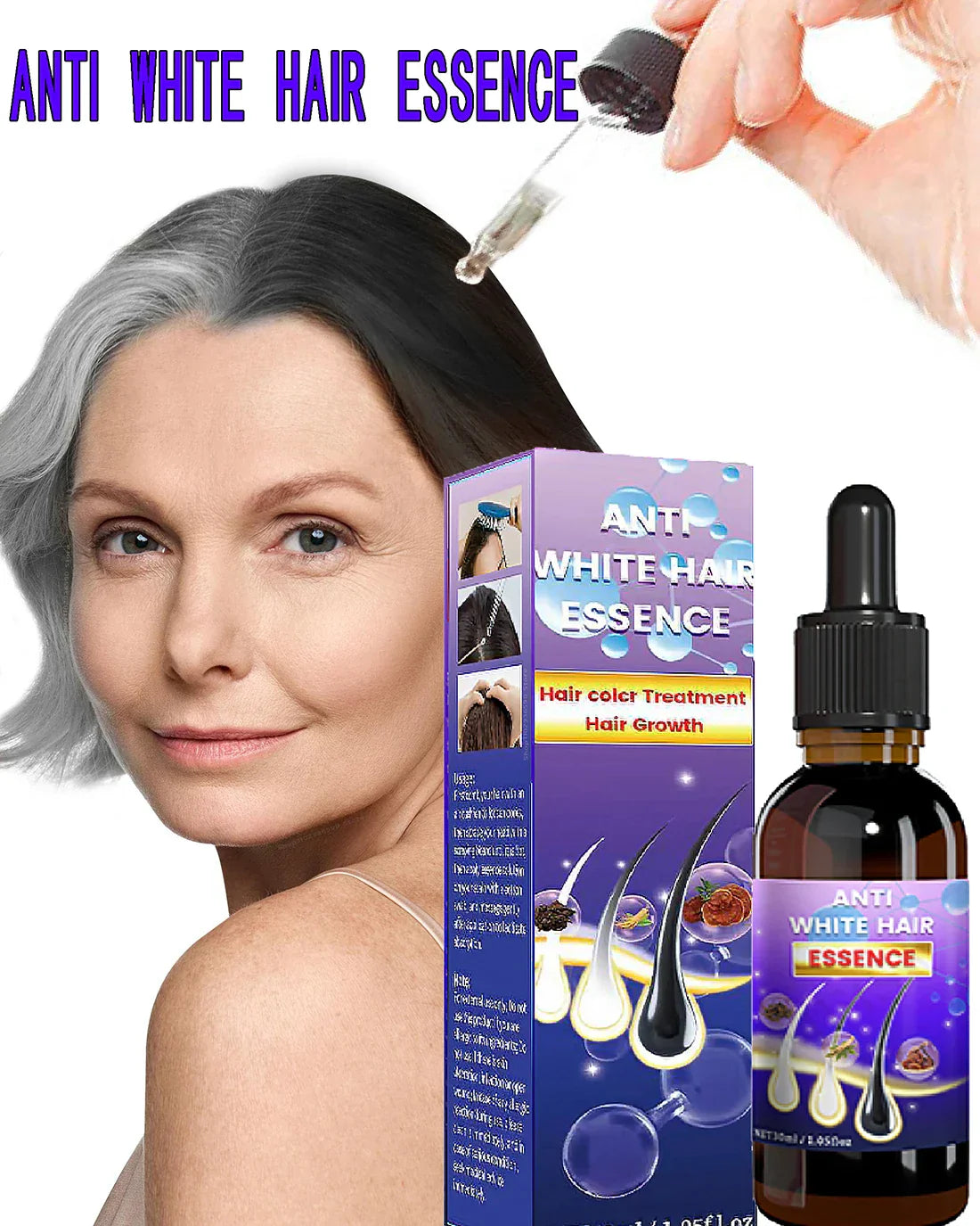 10PCS Gray White Hair Treatment Serum Liquid White