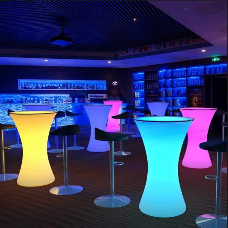 110CM LED Illuminated Round Cocktail Table Waterproof Bar