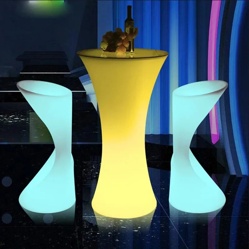 110CM LED Illuminated Round Cocktail Table Waterproof Bar