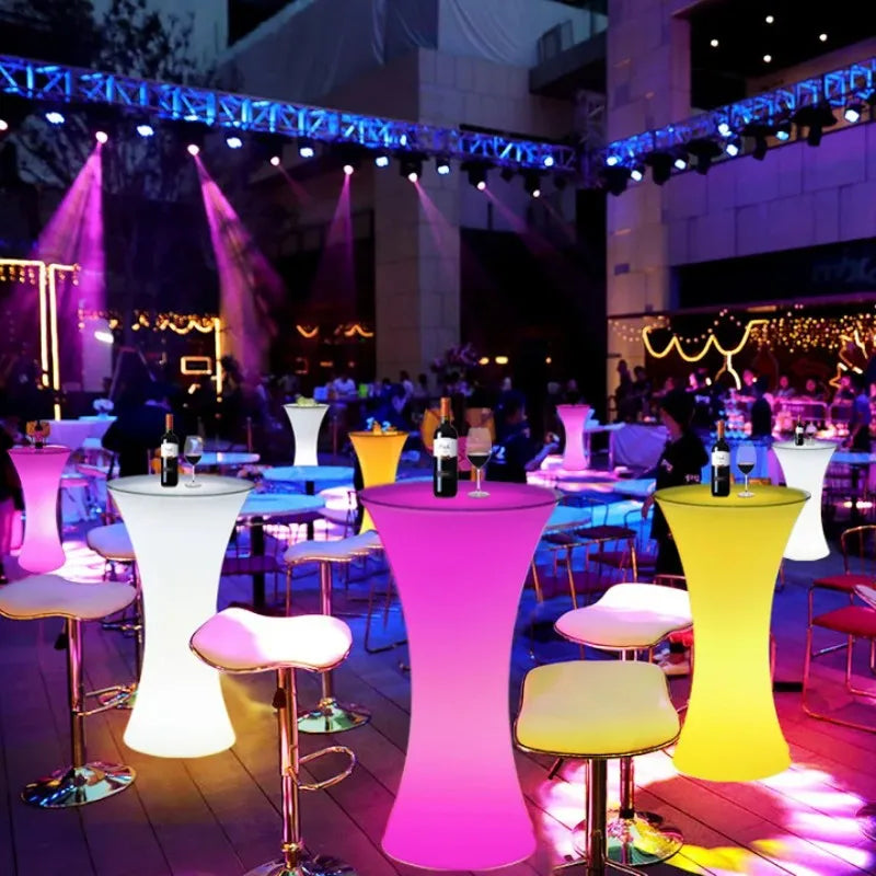 110CM LED Illuminated Round Cocktail Table Waterproof Bar