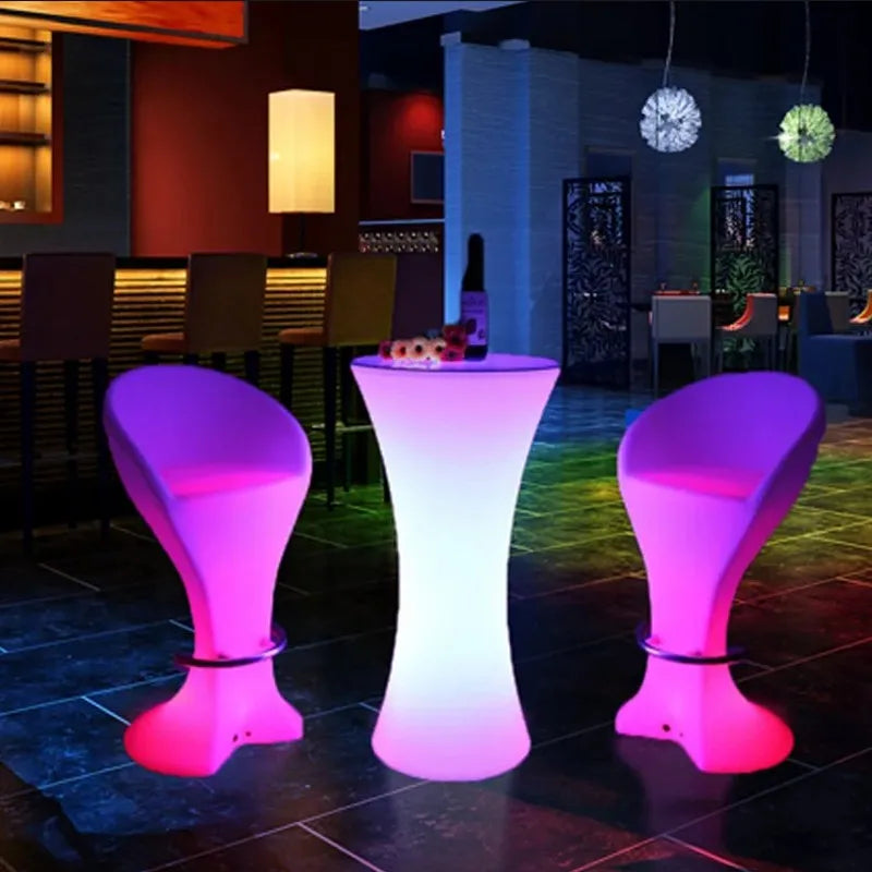 110CM LED Illuminated Round Cocktail Table Waterproof Bar