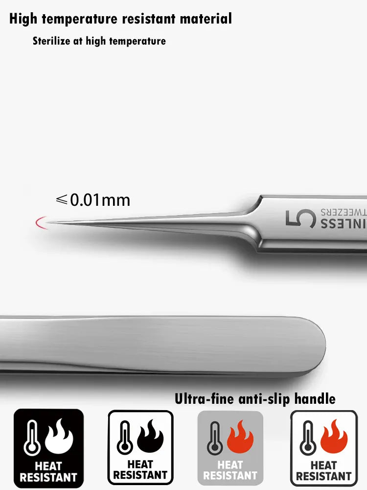 11Pieces Professional Tweezers Acne Remover German Ultra-fine No.