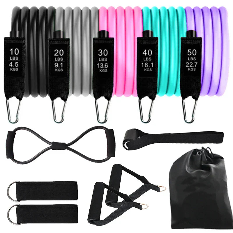 12PCS Resistance Bands Set Bodybuilding Home Gym Equipment