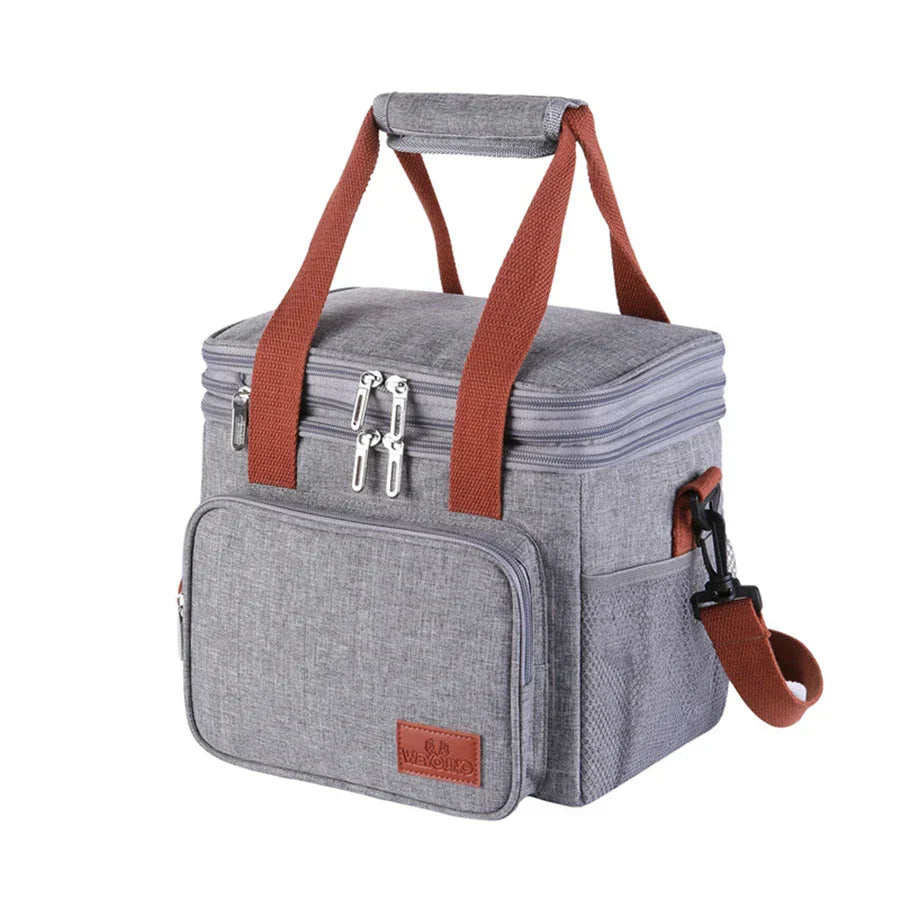 14L Portable Insulated Lunch Bag - Double Layer Waterproof Cooler Tote