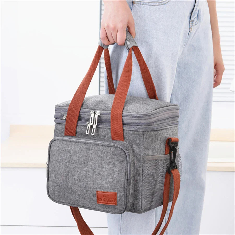 14L Portable Insulated Lunch Bag - Double Layer Waterproof Cooler Tote