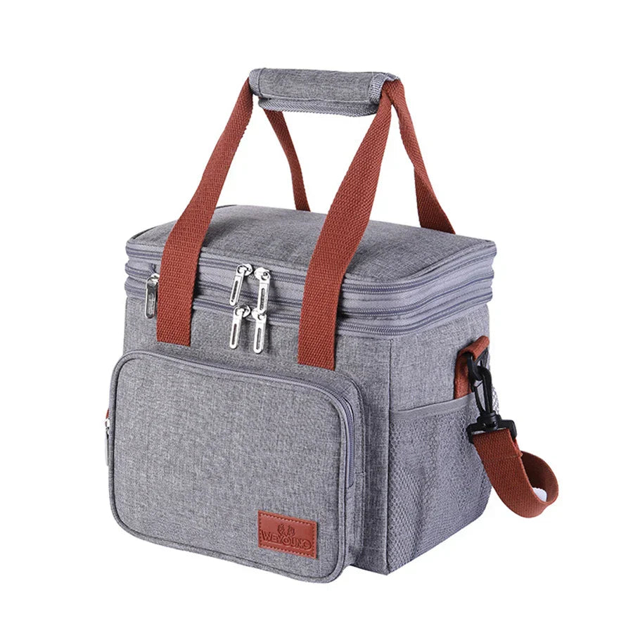 14L Portable Insulated Lunch Bag - Double Layer Waterproof Cooler Tote