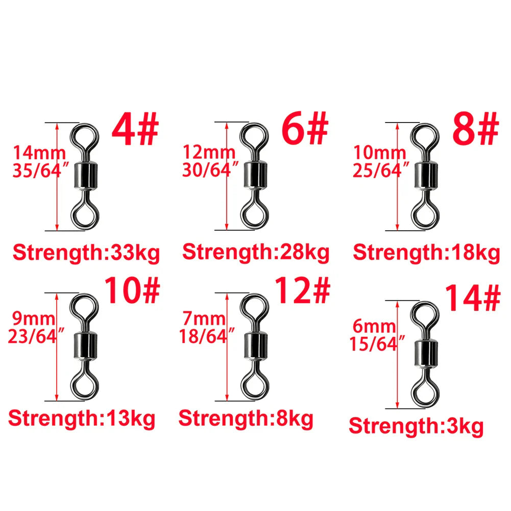 150pcs/1box 6 Size Fishing Swivel Solid Connector Ball