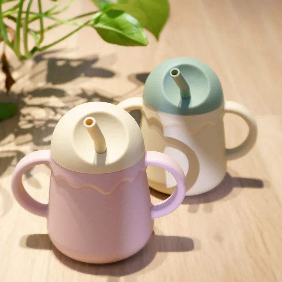 1PC Baby Silicone Double Lids Feeding Cup With