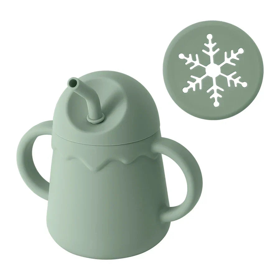 1PC Baby Silicone Double Lids Feeding Cup With