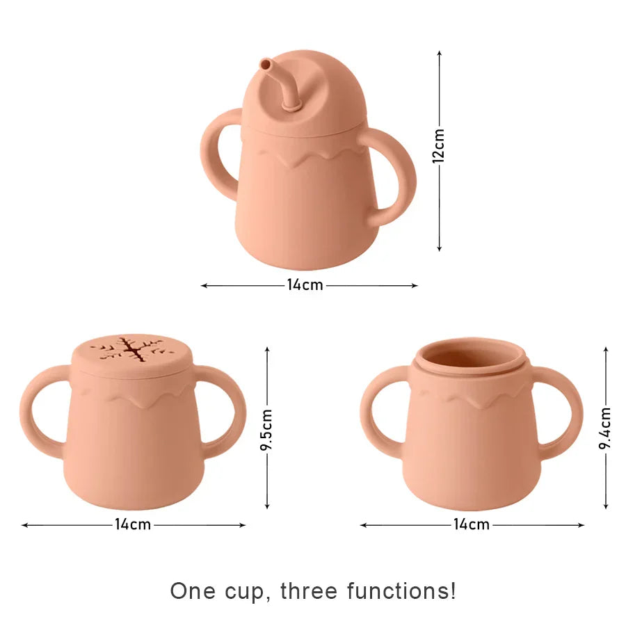 1PC Baby Silicone Double Lids Feeding Cup With