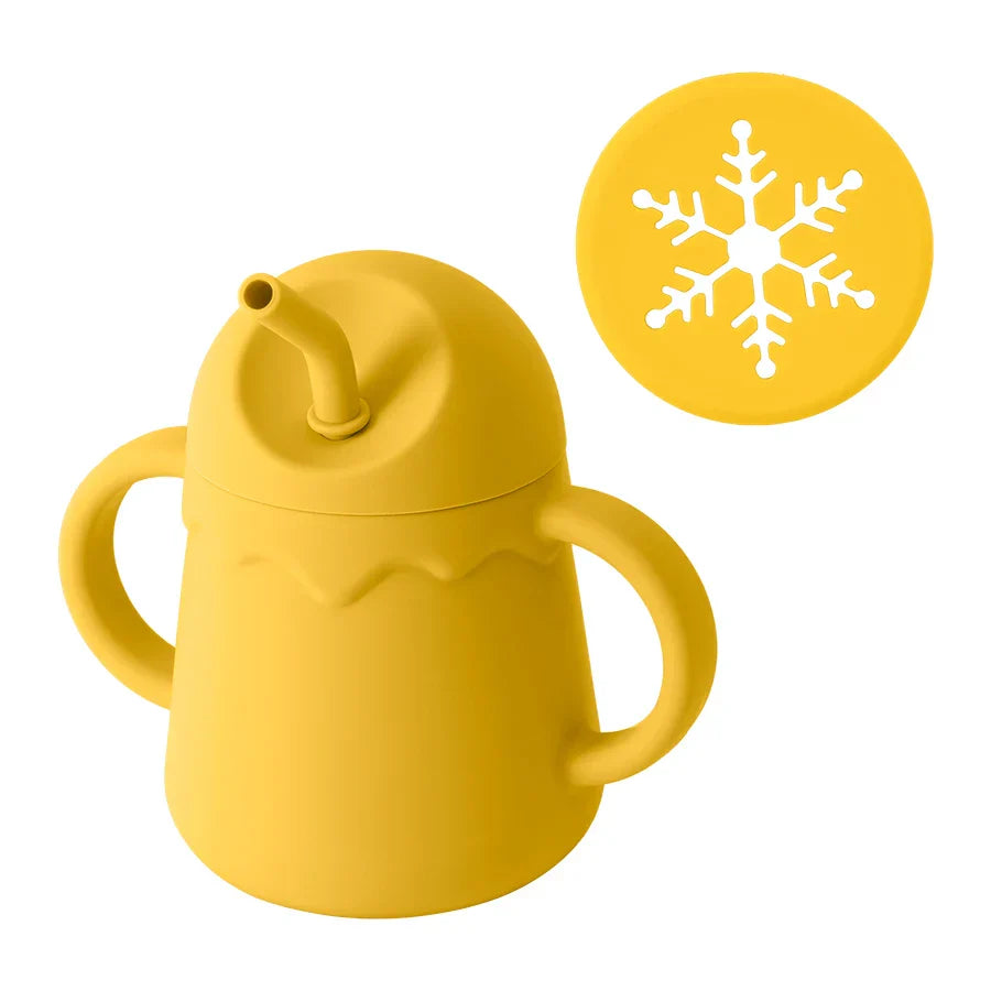1PC Baby Silicone Double Lids Feeding Cup With
