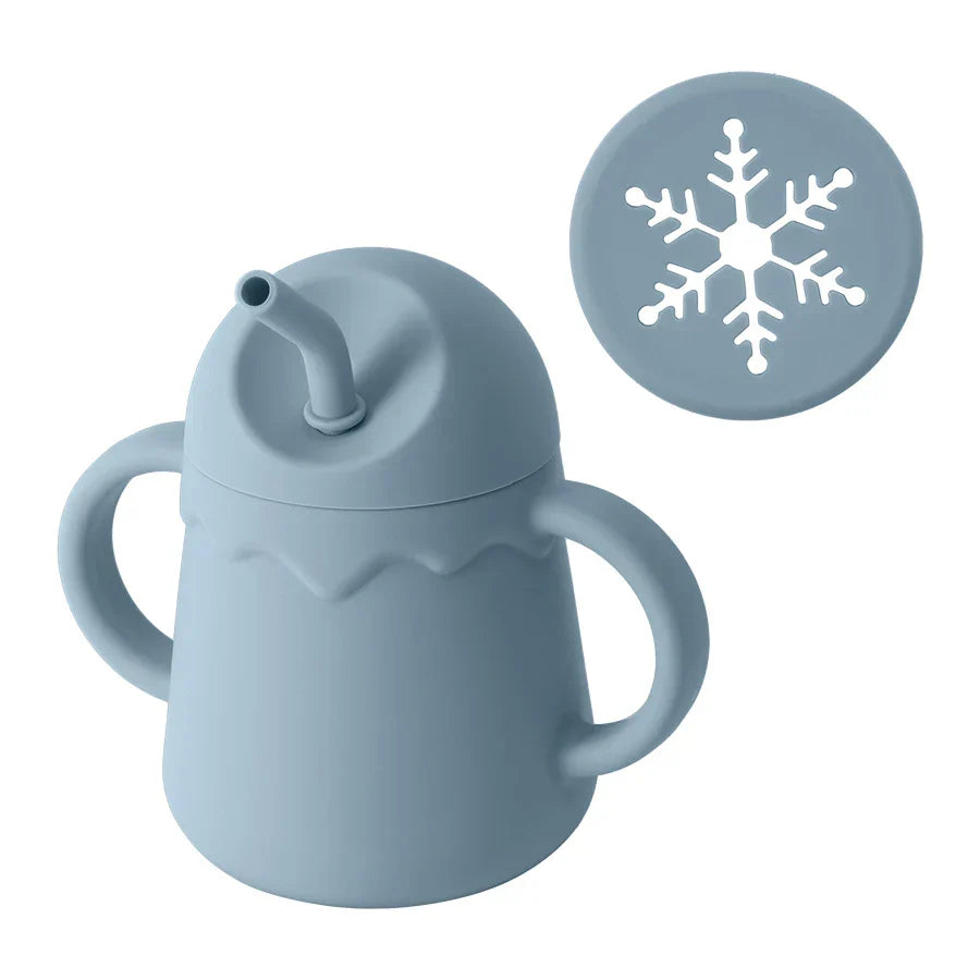 1PC Baby Silicone Double Lids Feeding Cup With