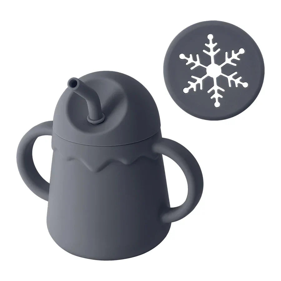 1PC Baby Silicone Double Lids Feeding Cup With