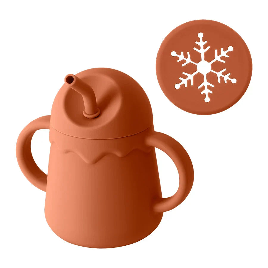 1PC Baby Silicone Double Lids Feeding Cup With