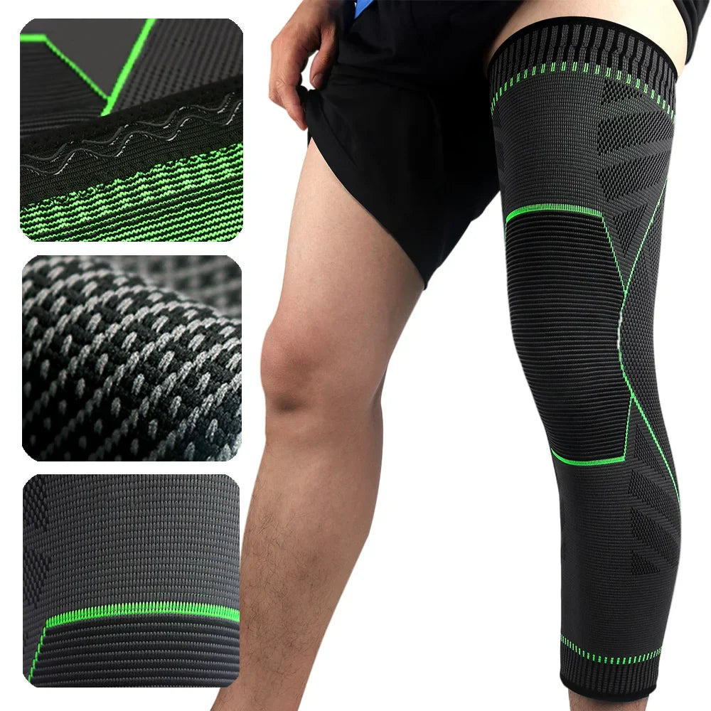 1Pair Sport Full Leg Compression Sleeves Knee Braces