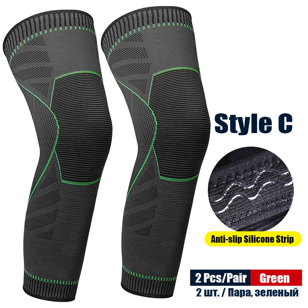 1Pair Sport Full Leg Compression Sleeves Knee Braces