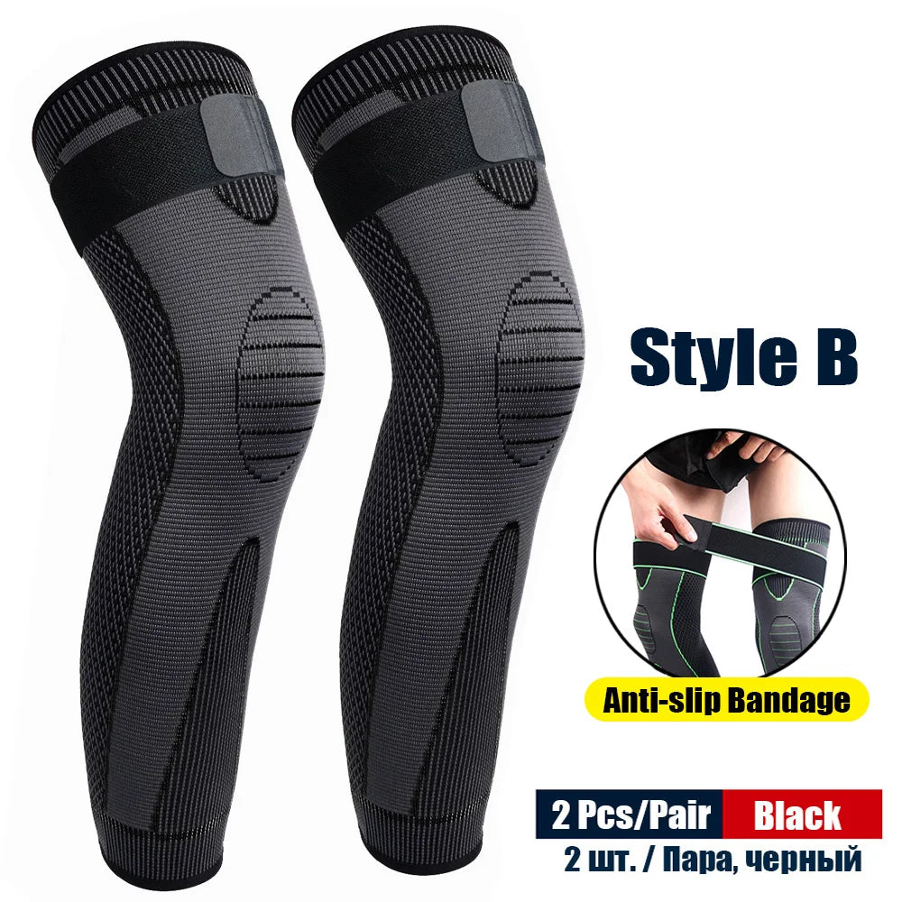 1Pair Sport Full Leg Compression Sleeves Knee Braces