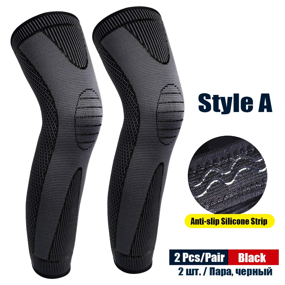 1Pair Sport Full Leg Compression Sleeves Knee Braces