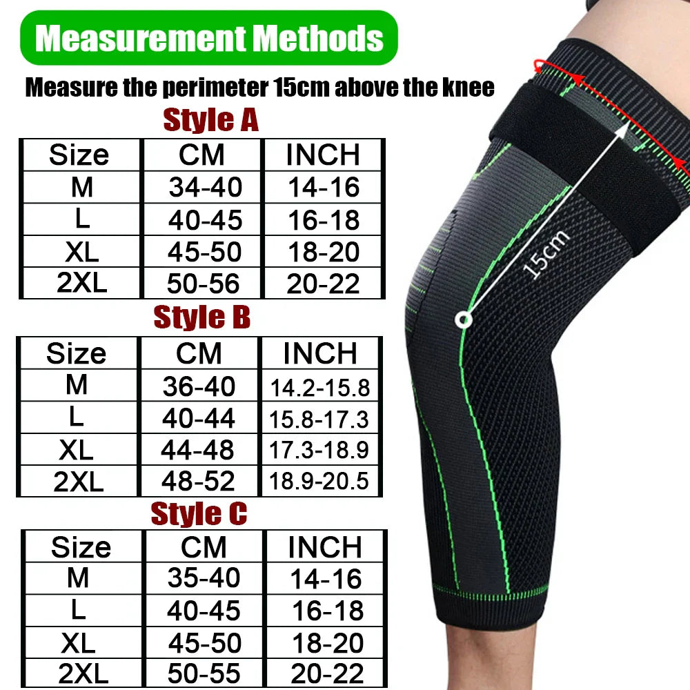 1Pair Sport Full Leg Compression Sleeves Knee Braces