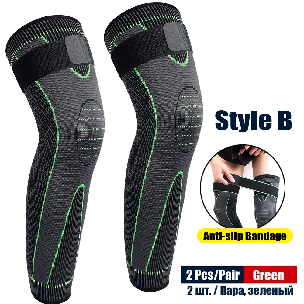1Pair Sport Full Leg Compression Sleeves Knee Braces