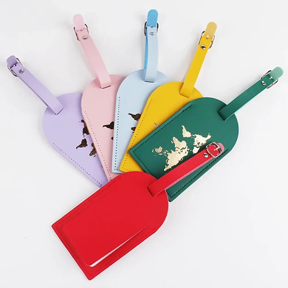 1Set PU Leather Flip Luggage Tag Light Soft