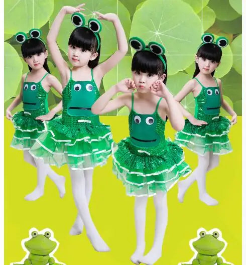 1pcs/lot children modern dance frog costume girl boy