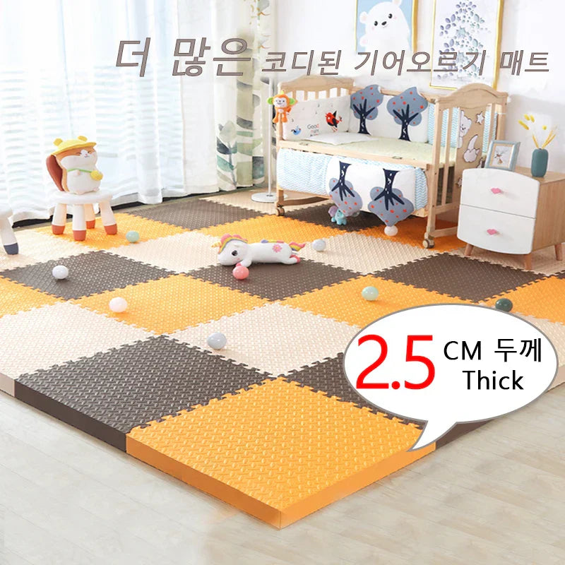 2.5CM Thick 30x30 Solid Color Baby Play Mat – Eco-Friendly Puzzle Carpet